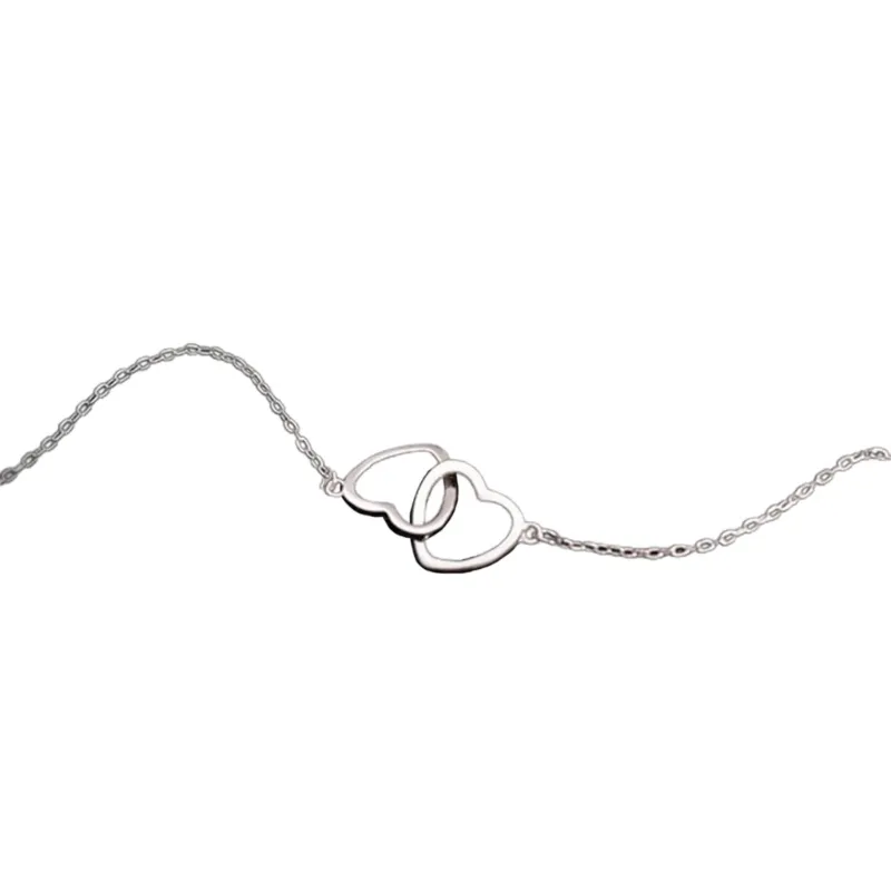 Catene Semplice Hollow Doppio Cuore Ciondolo Choker Moda Metallo Clavicola Catena Collana Festa Gioielli Impilabile Collare_voghion.com
