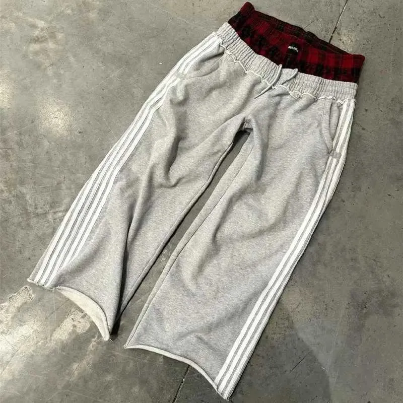 Y2K Pants Vintage Haruku Dubbel Geborduurde Taille Joggingbroek Heren Dames Hip Hop Casual Hoge Taille Wijde Pijpen Broek_voghion.com