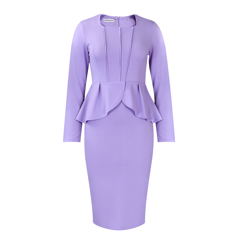 Women's Autumn And Winter New Long-sleeved OL Temperament Elegant Ruffled African Dress_voghion.com