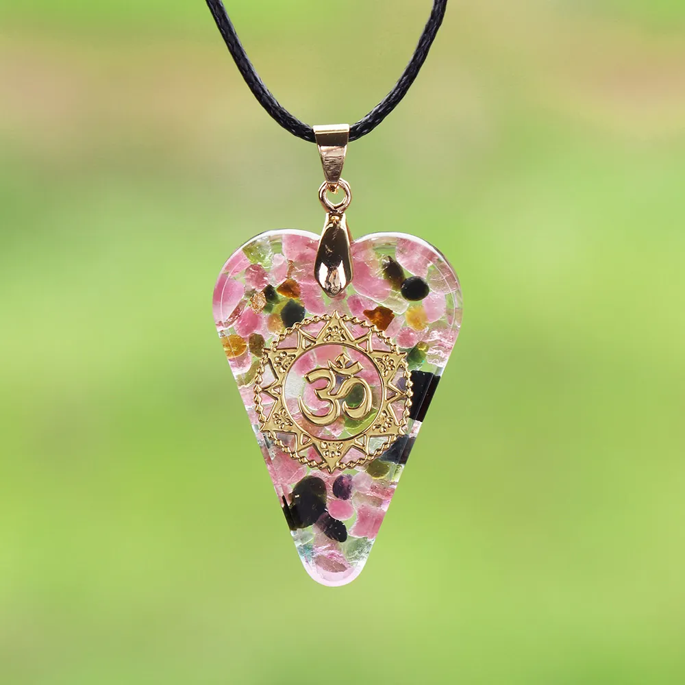 Pendant Necklaces Tourmaline Orgonite Necklace Crystal Heart Healing Crystals For Emf Protection Violet Flame Orgone_voghion.com