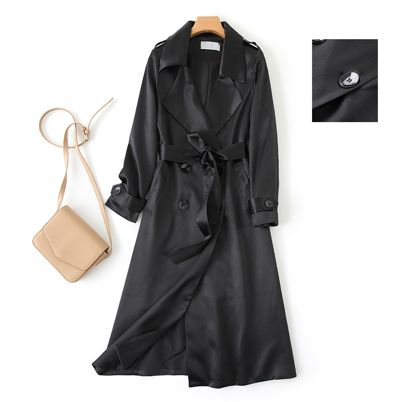 Damen Temperament Trenchcoat Anzug Kragen Taille Acetat Trenchcoat 2958_voghion.com
