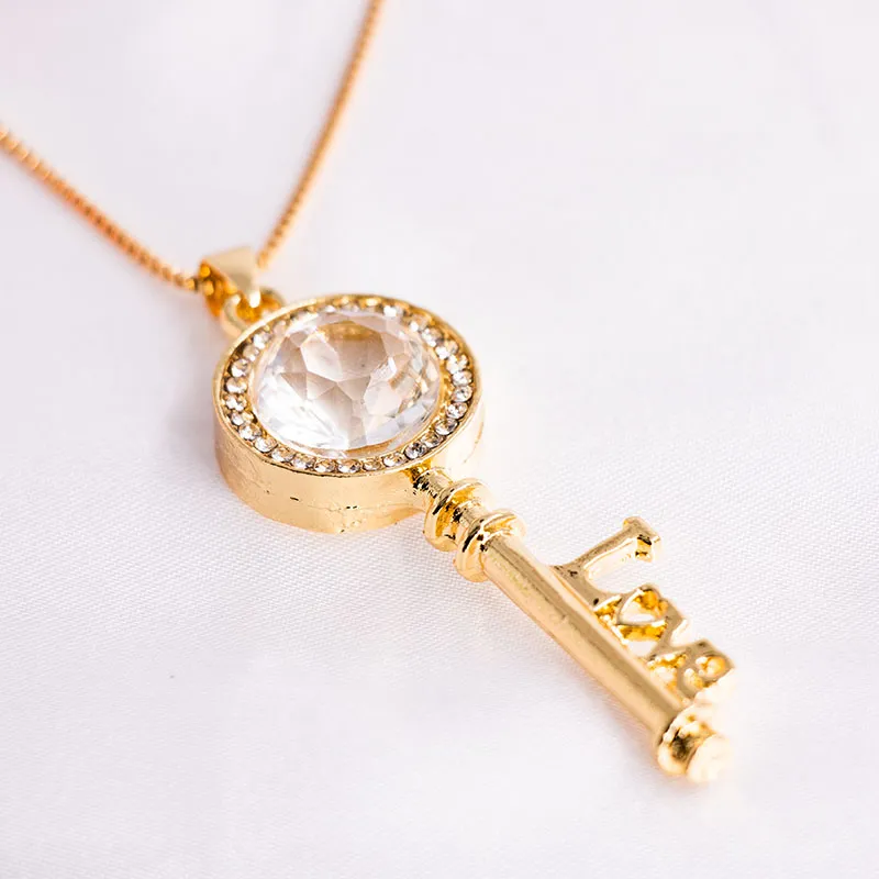 Chains 2023 Necklace Ornament Gentle Temperament Key Shiny Set Two-piece Stylish Round Pendant Gift For Women_voghion.com