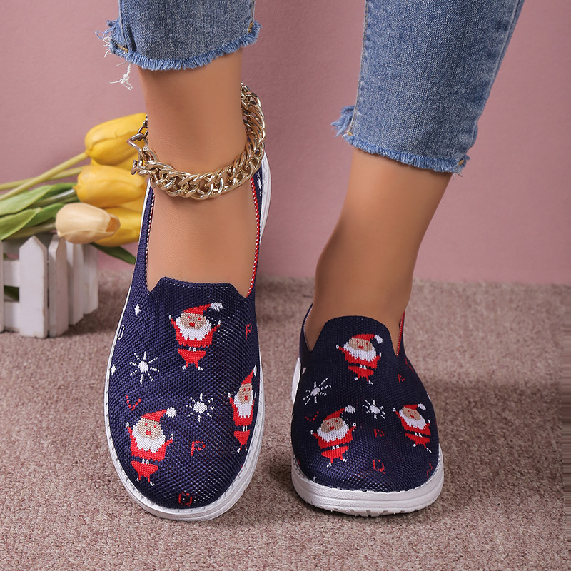 Loafer für Damen mit runder Spitze und Weihnachtsmotiv_voghion.com