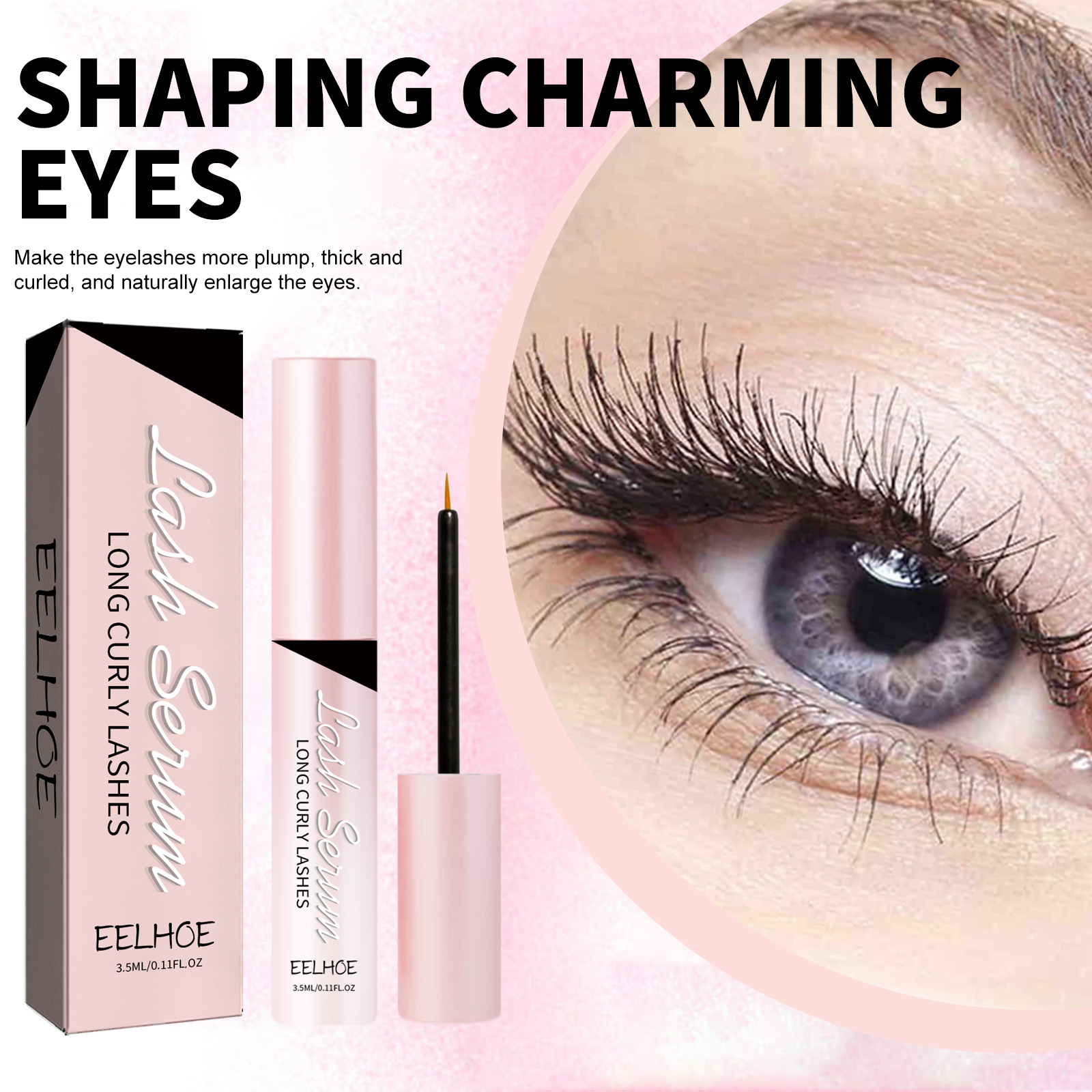 EELHOE Gentle Volumizing Mascara Ultra-Black Natural Curl Smudge-Proof Formule Met Definiërende Borstel_voghion.com