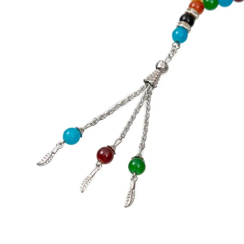 Anhänger Halsketten Y4QB Muslim Rosenkranz 8mm Tasbeeh Gebetsperlen 99 Buntes Harz für_voghion.com