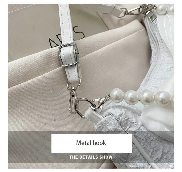 Sommer Neue Frauen Perle Handtasche Modische Trendy Bowknot Plissee Weibliche Umhängetaschen Nette Vielseitige Einzelne Schulter_voghion.com