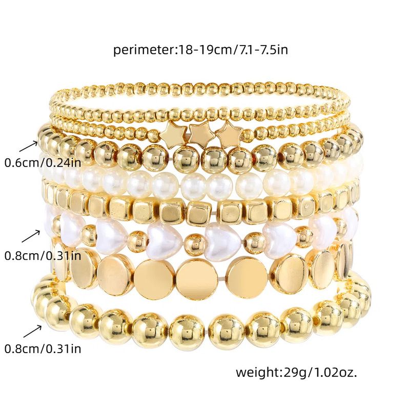 Bohemian Style Women's Multi Layer Beaded Set Personalized Copper Beads Pearl Design Niche Stacking Bracelet_voghion.com