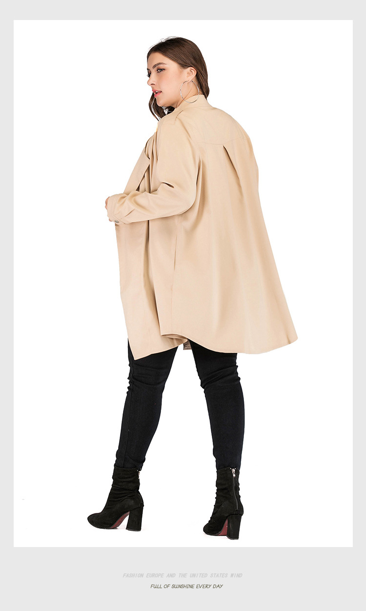 2023 frühling und Herbst Plus Größe frauen Polo Kragen Strickjacke Dünne Temperament Lange Hülse frauen Windjacke Mantel_voghion.com