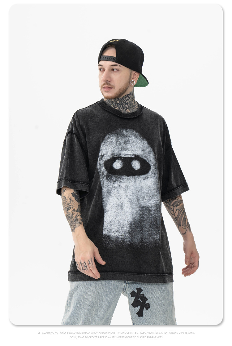 MERCURY FG Men's Wear | 2024 Spring/Summer New Product Trendy Brand Fun Funny Graffiti Cartoon Portrait Printed Short sleeved_voghion.com
