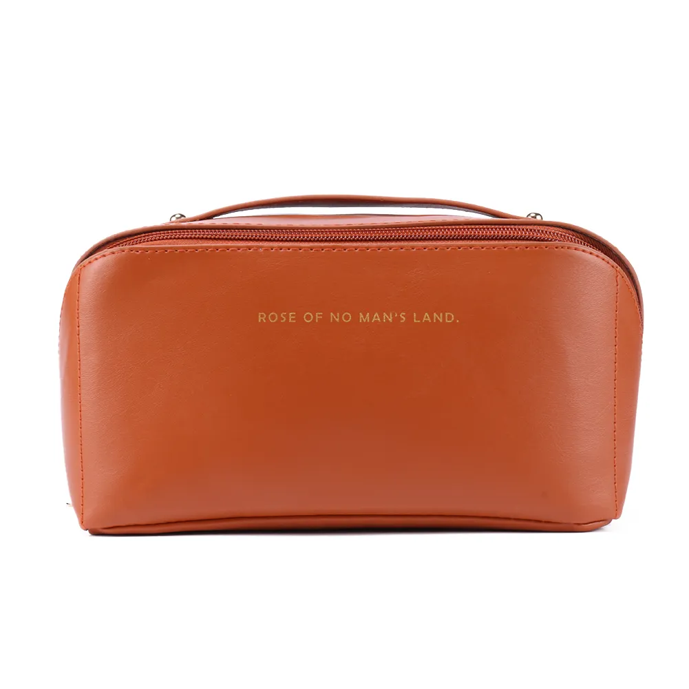 Trousse de maquillage en cuir pour femmes, grande capacité, organiseur de rangement pour pinceaux, idéal pour les voyages._voghion.com