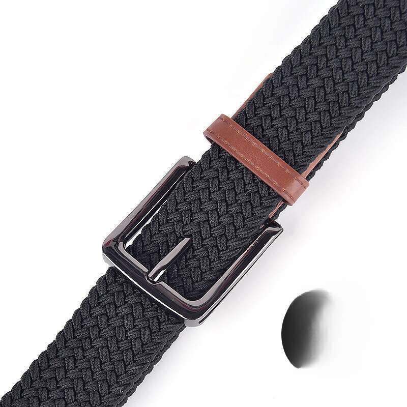 Belt, Men's Woven Lengthened Elastic Waistband, New Canvas Pin Buckle, No Hole Trouser Belt_voghion.com