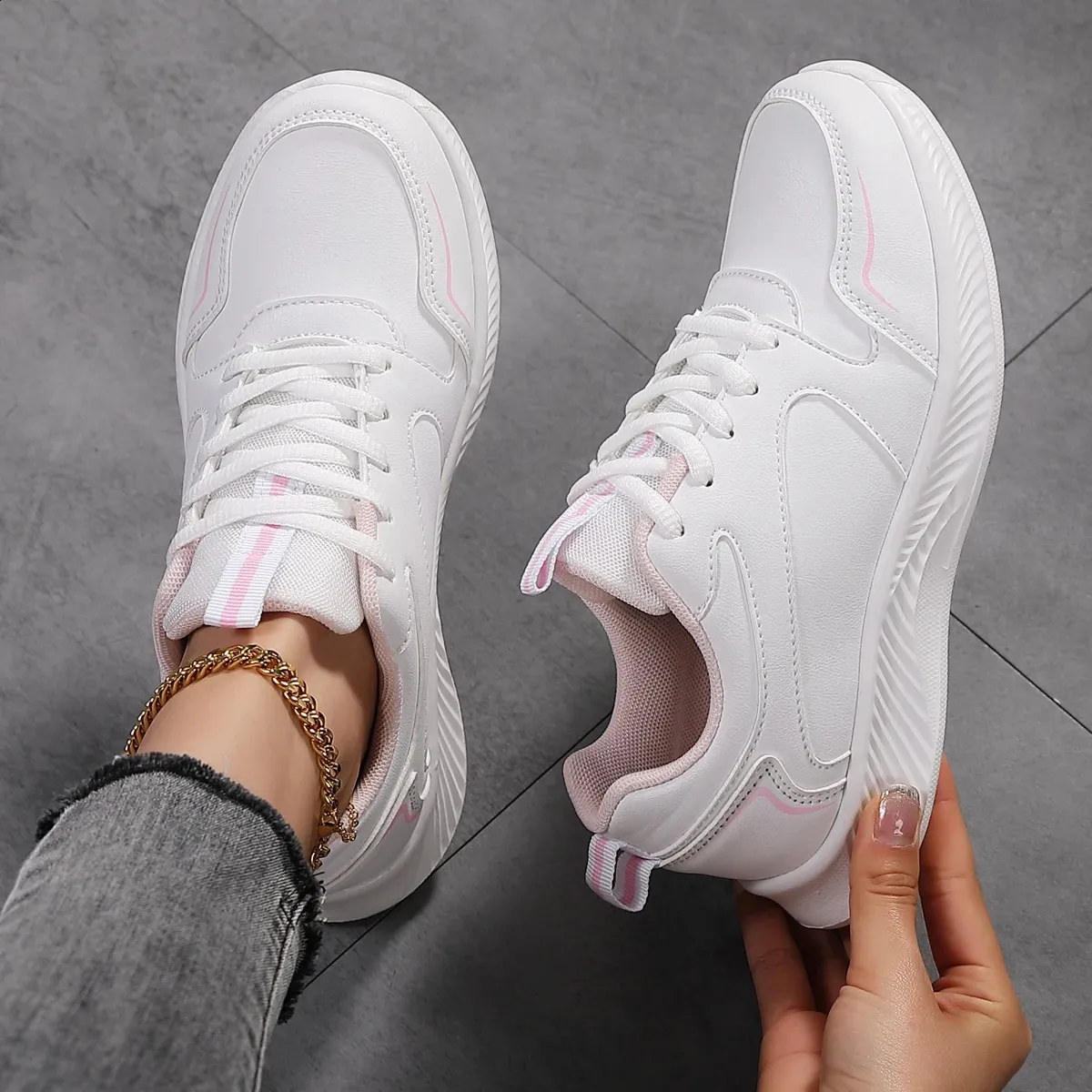 Pantofi sport pentru femei, pantofi de tenis la modă, confortabili, sport, pantofi casual de primăvară-vară, pantofi pentru femei din PU, 240809_voghion.com