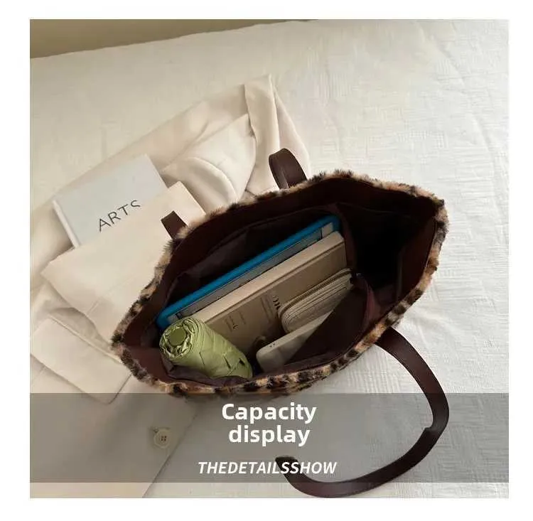 Sacs à main vintage à imprimé léopard pour femme, polyvalents, nouvelle collection hiver, texture pelucheuse, tempérament, généreux_voghion.com