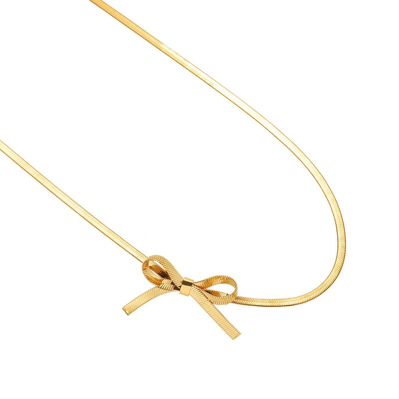 Necklace Choker Bow Necklace Snake Bone Small Fresh Titanium Steel Gold Plated Sier Does Not Fade_voghion.com