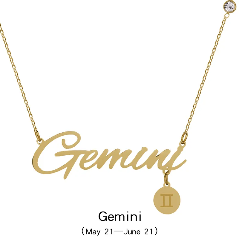 Benutzerdefinierte Edelstahl vergoldet Twee Konstellation Stern Schmuck Sternzeichen Astrologie Horoskop Anhänger Halskette_voghion.com