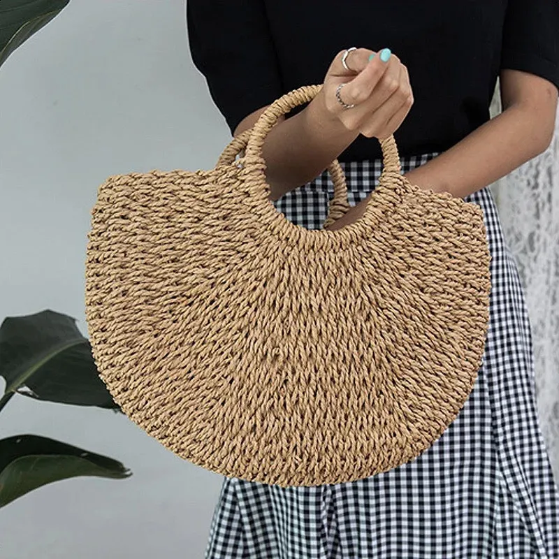 Ydlns Fashion MOON Straw Handbags Summer Beach Rattan Bag Handmade Vintage Woven Handbag For Women bolsa femme 240809_voghion.com