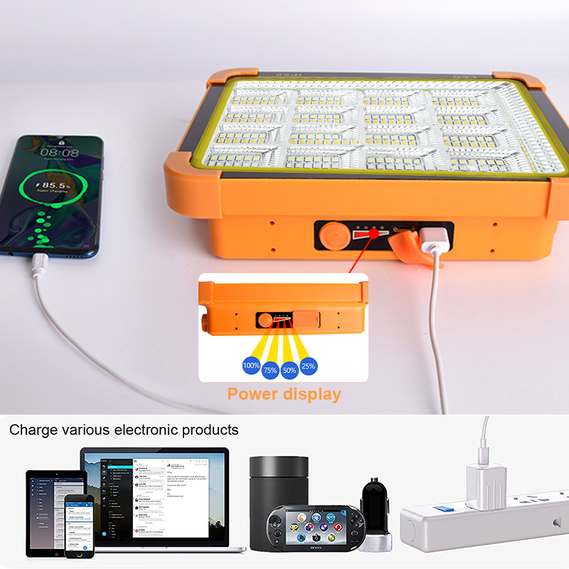 Luce solare a LED, faretto solare portatile, lanterna da campeggio ricaricabile, 4 modalità per la pesca all'aperto, lampada da tenda impermeabile_voghion.com