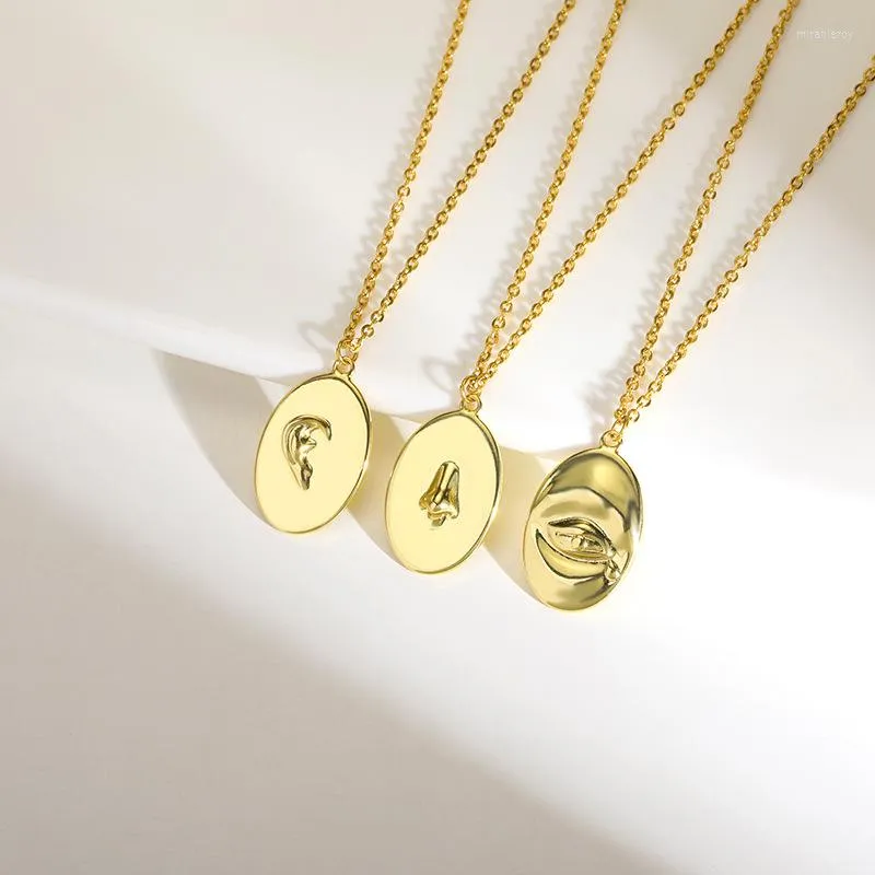 Catene GSOLD Ovale 3D Emed Occhio Orecchio Naso Ciondolo Collana Semplice Metallo Dichiarazione Caratteristiche Facciali Modello Tendenza Uomo Donna_voghion.com