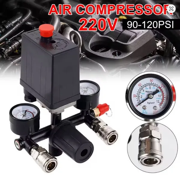 Druckregler mit Schalter, Manometer und Sicherheitsventil für Kompressor_voghion.com