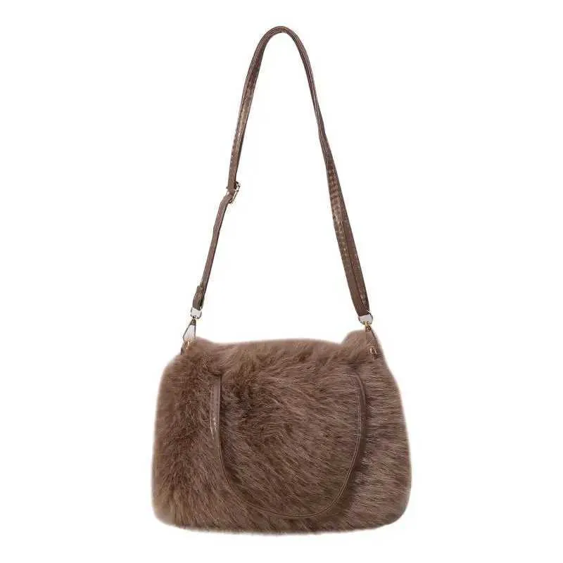 Sac à bandoulière simple en peluche à la mode pour l'hiver, grande capacité, minimaliste, pour fille, NEWC241214_voghion.com
