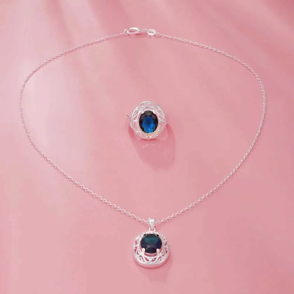 Hääkorusetit JewelryTop Sterling Sier Elegant Blue Crystal Kaulakorut Sormukset Naisille Muoti Juhlalahja H240504_voghion.com