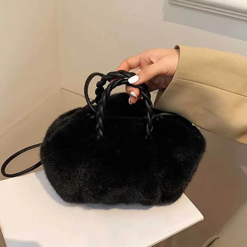 Sac à bandoulière multifonctionnel en fourrure pour femme, sac à main seau à la mode, sacs à bandoulière en peluche douce, mode fourrure nuage_voghion.com