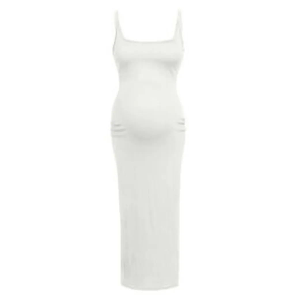 Robes de grossesse pour femmes, vêtements pour femmes enceintes, couleur unie, sans manches, décontractées, douces, robe de maternité, LJ201125_voghion.com