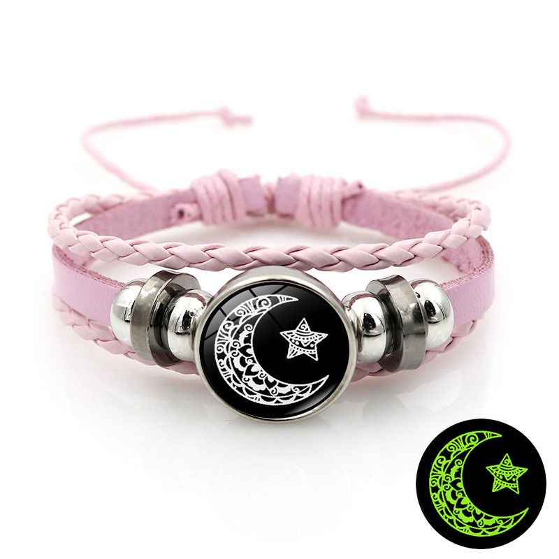 Sun And Moon Lovers Leather Braided Bracelet For Couples_voghion.com
