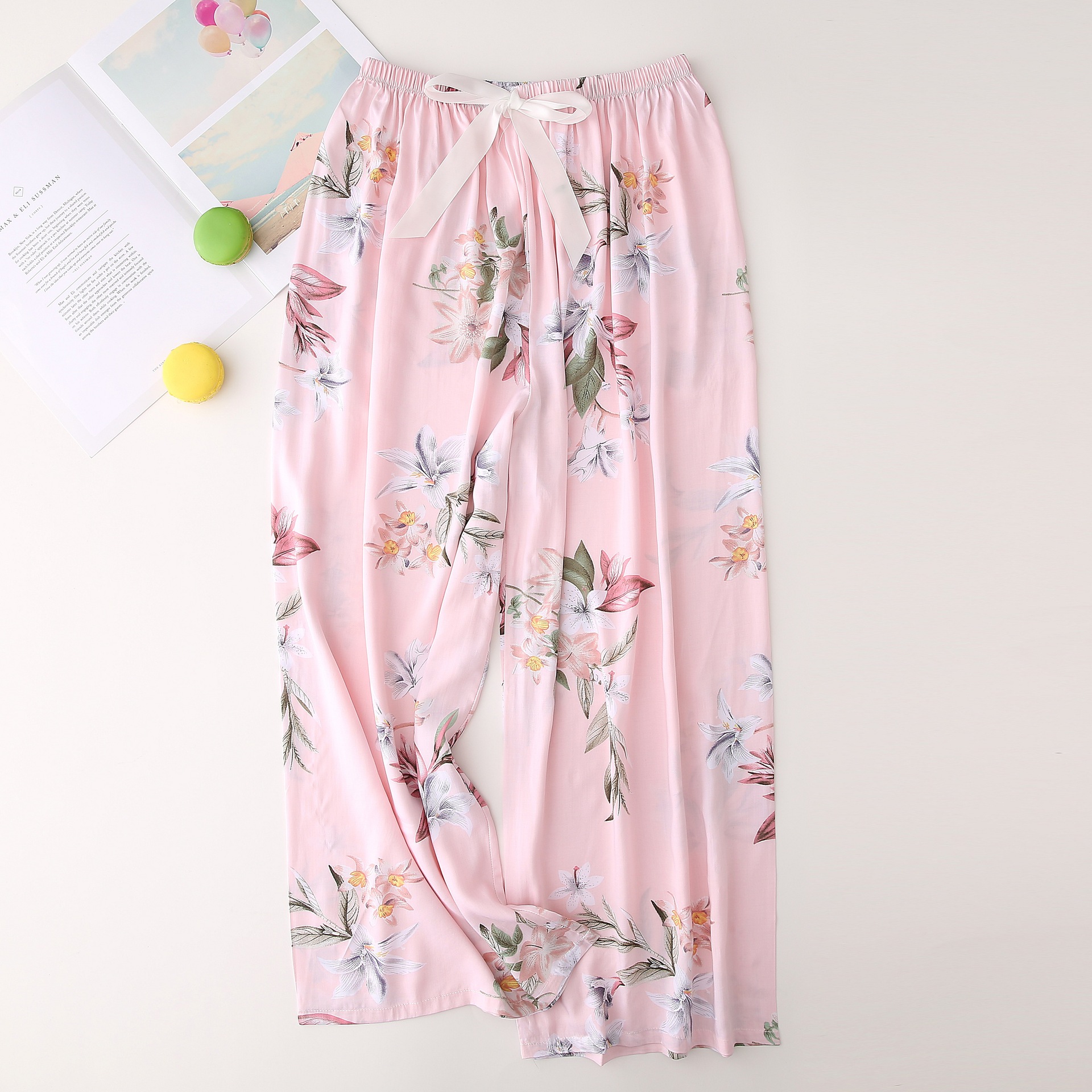 Nachtwäsche für Damen Seidenpyjamahosen für Damen, dünn, große Hosen mit weitem Bein, können draußen getragen werden, Damen-Einzelhosen_voghion.com