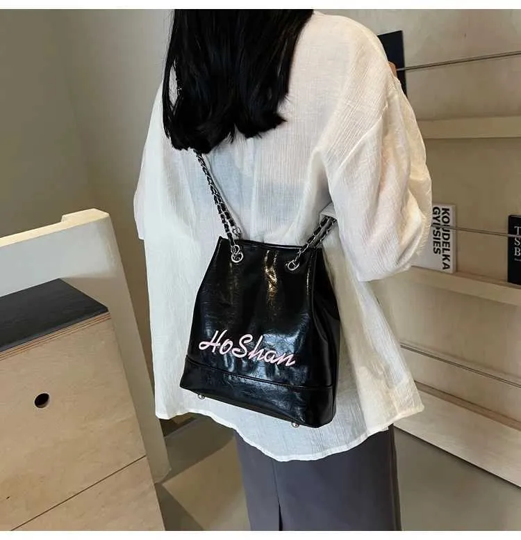 Damen Bucket Bag Aus Kunstleder Geräumige Schultertasche_voghion.com