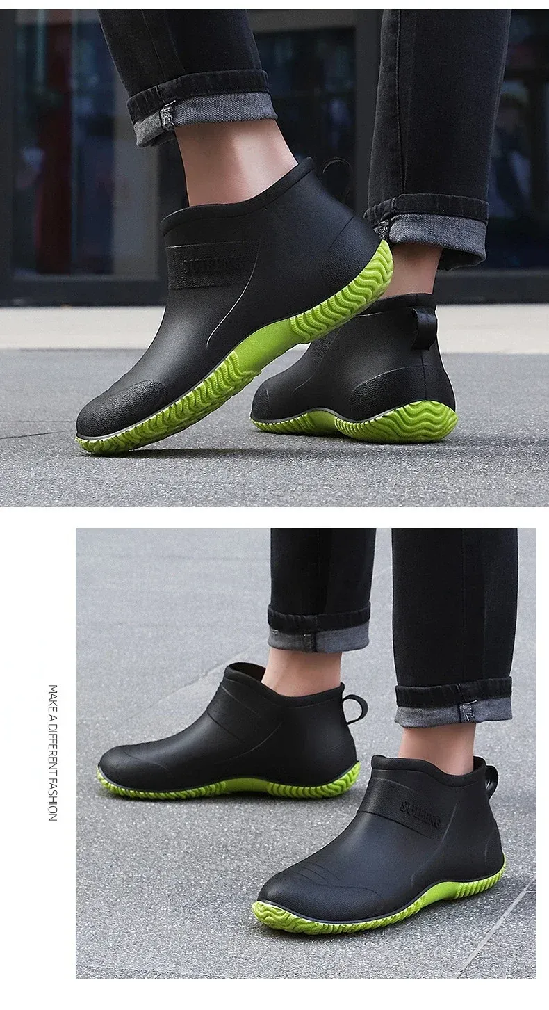 Fashionable Unisex Men's Comfortable Work Rain Kitchen Non-slip Waterproof Special Shoes Outdoor Fishing Boots_voghion.com