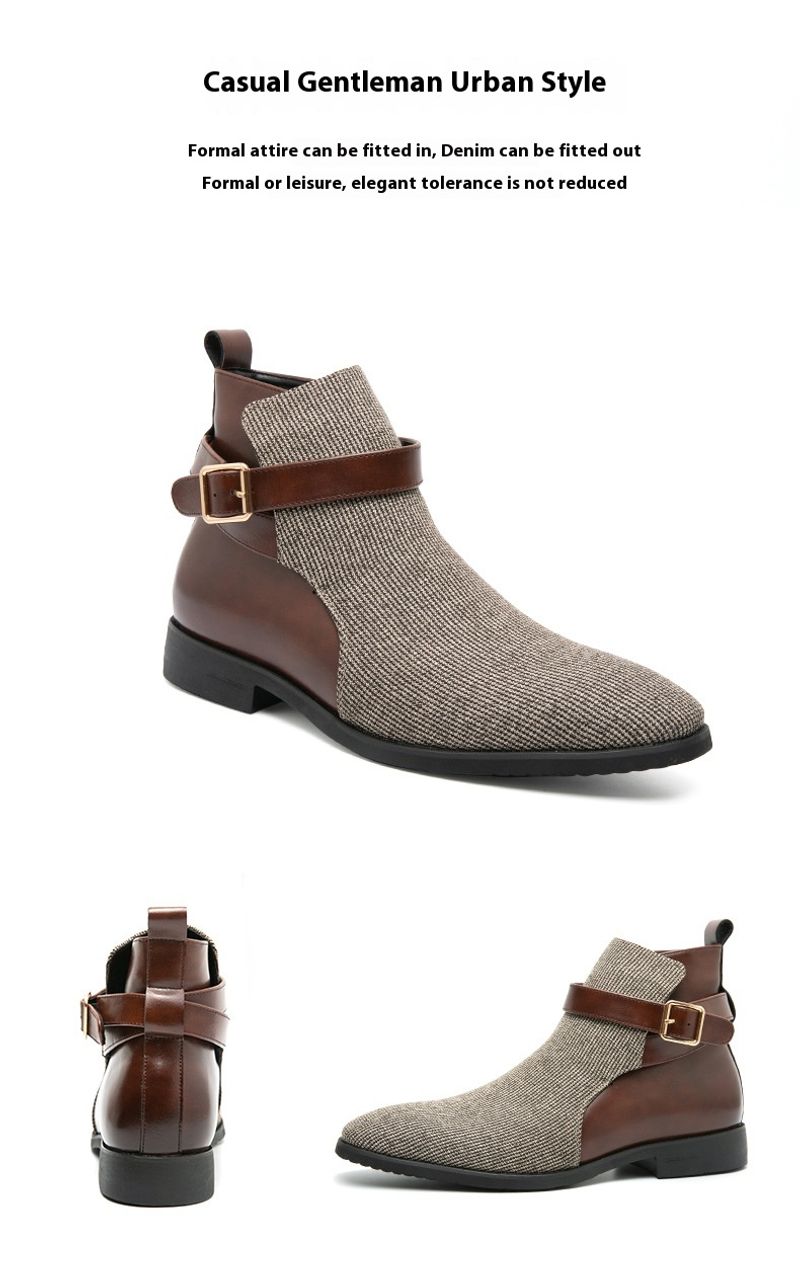 Große High-Top-Schuhe, trendige Lederstiefel für Herren in koreanischer Version, personalisierte britische Freizeitstiefel mit Schnalle_voghion.com