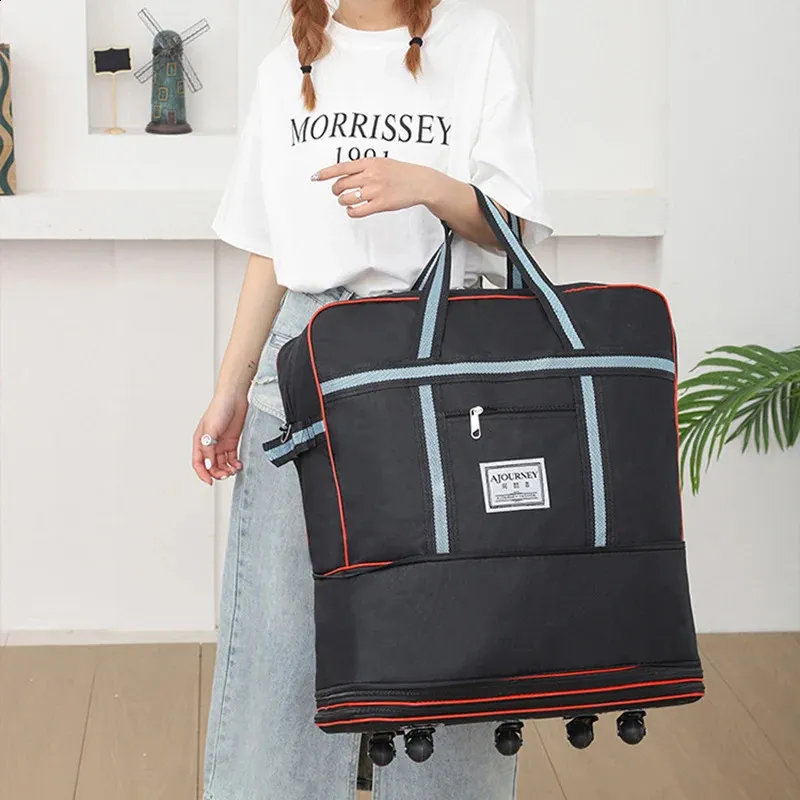 Faltbare Lage Taschen mit Großen Wasserdicht Erweiterbar Lages Pack Handtasche Unisex Universal Reisetasche auf Rädern XM133_voghion.com