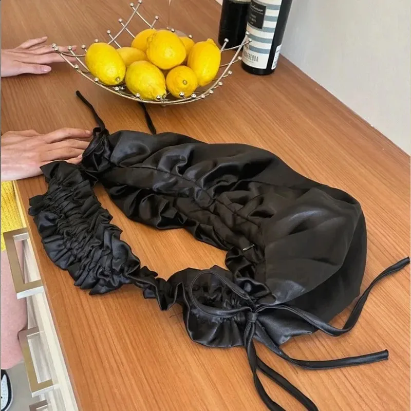 Borsa a tracolla con ruches in raso alla moda Dumpg Tote per donna Borsa a tracolla in seta Hobo Cloud Shopper da donna 240919_voghion.com