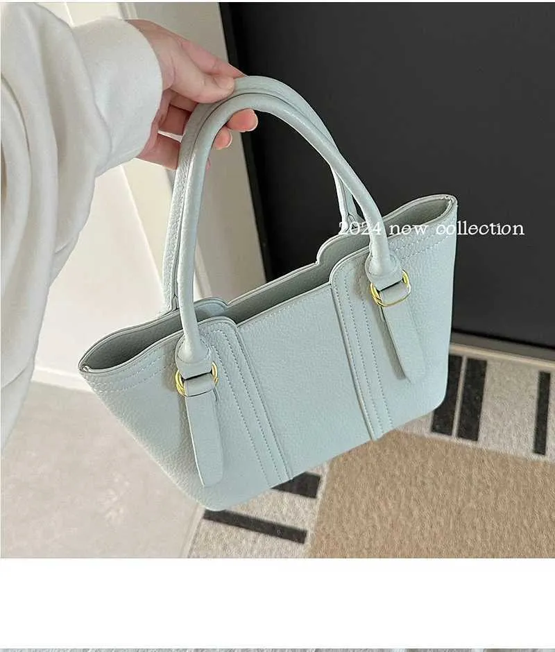 Teksturowane torebki damskie Solidne miękkie skórzane torby typu bucket Duża pojemność Damska torba crossbody do pracy Letnia mięta_voghion.com