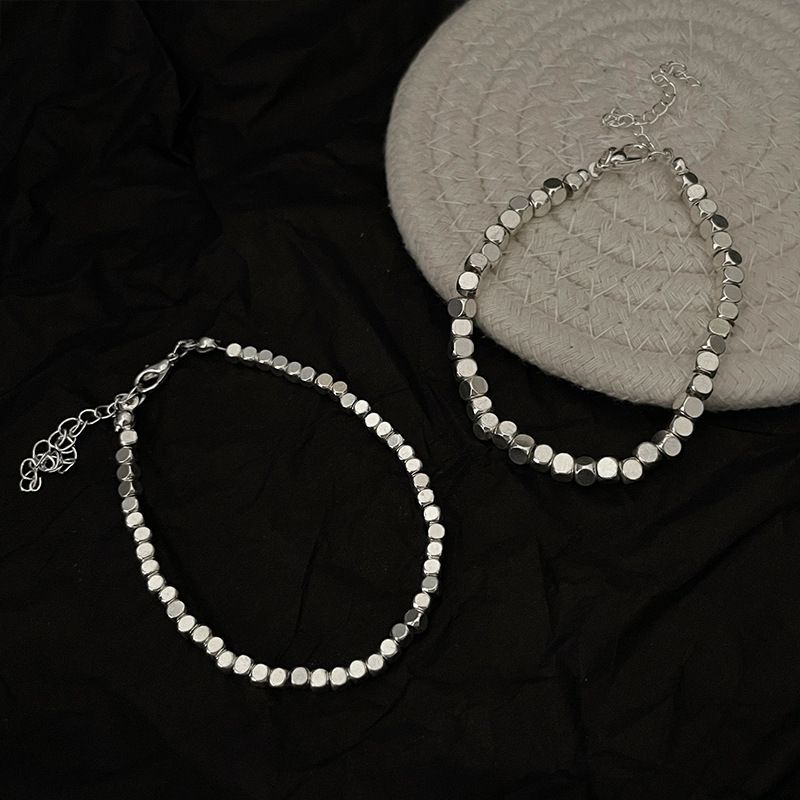 Bracciale con perline di miglio, design a cubo, estivo, leggero, con senso di nicchia, catena per clavicola, collana con cerchio semplice e scintillante._voghion.com