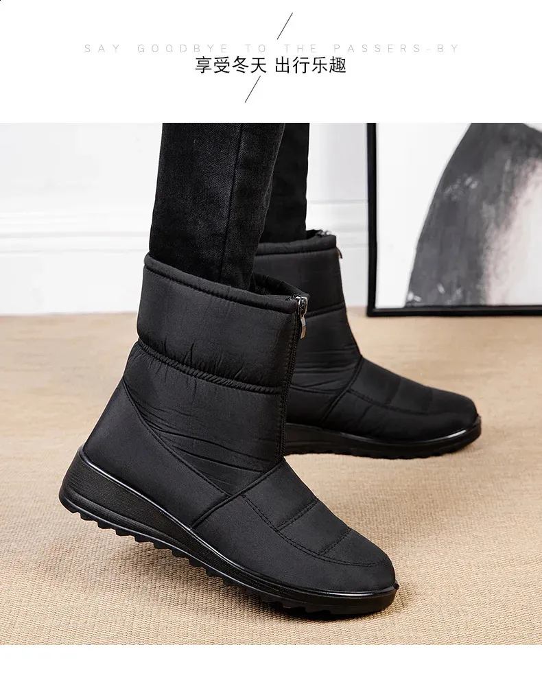 Platform Waterproof Snow Women Winter Thick Plush Ankle Boots Woman Non Slip Warm Cotton Padded Shoes Ladies 240820_voghion.com