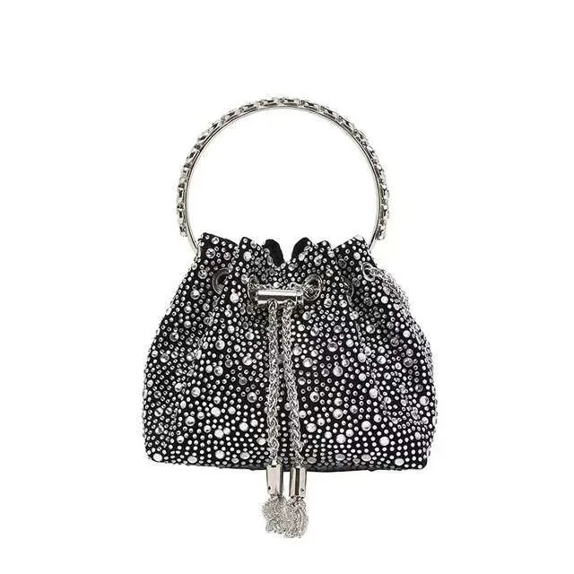 Krystalskinnende Dias Metal Ringhåndtag Kvinder Håndtaske Aften Bryllupsfest Clutch Pung Skuldertaske_voghion.com