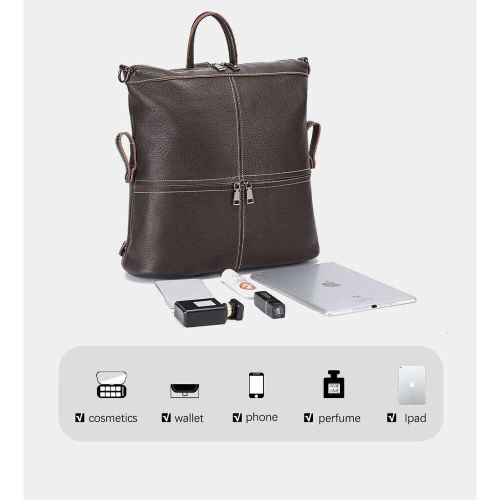 Zaino da viaggio classico in vera pelle da donna Zency, grande capacità, per iPad, A4, laptop, borsa a tracolla da donna con_voghion.com