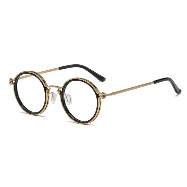Lunettes de vue rondes anti-lumière bleue pour homme et femme, verres de protection portables et durables pour le bureau, monture métallique_voghion.com