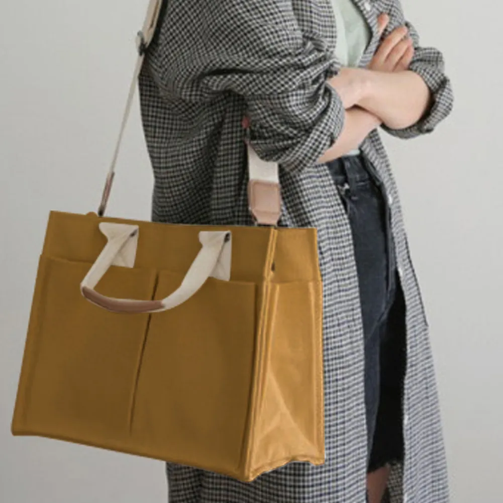 Borsa a tracolla in tela, alla moda, con manico superiore, grande capacità, multitasche, tracolla regolabile, semplice e portatile per il fine settimana_voghion.com