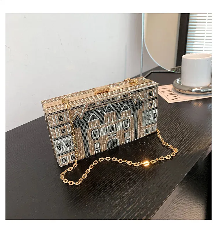 Geantă de mână Dia pentru cină, petrecere, nuntă, clip, seară, lanțuri, geantă de umăr crossbody cu paiete, Clutch 240830_voghion.com