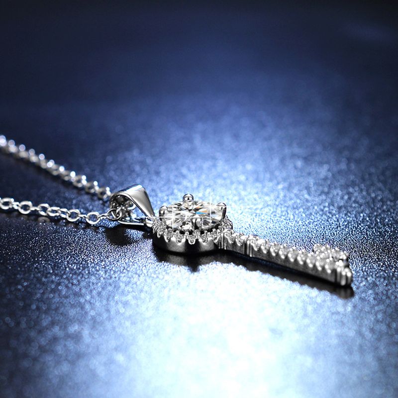Simulierte Mosan Di Halskette Damen Klassischer Ein-Karat-Anhänger Modeschmuck Kwai Live-Übertragung_voghion.com
