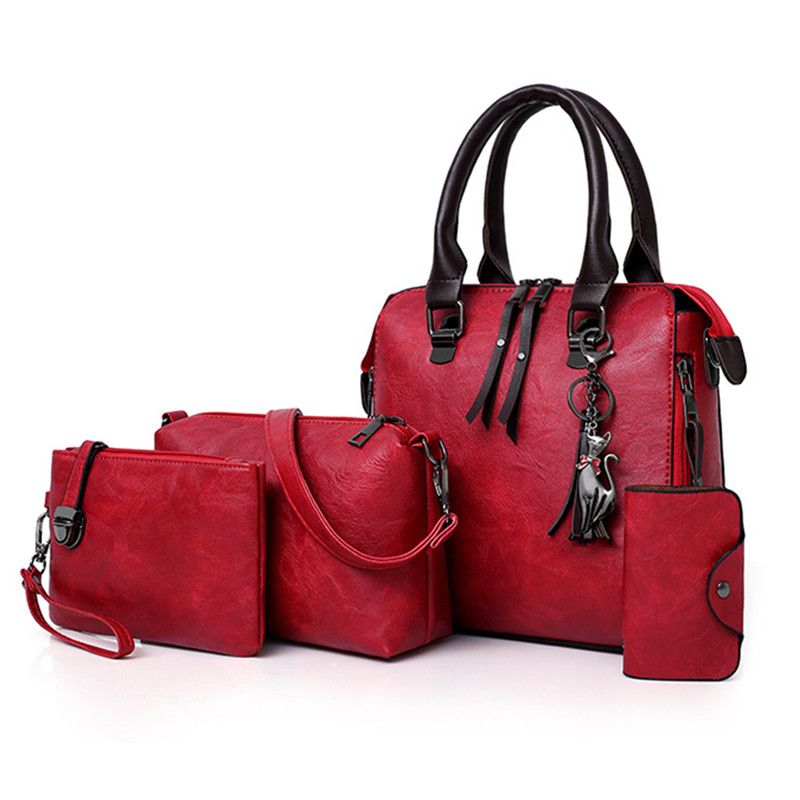 Luxusmarke 4 Psc/Set Damenhandtaschen Große Kapazität Damentasche Damen Leder Tragetasche Mode Schultertaschen für_voghion.com