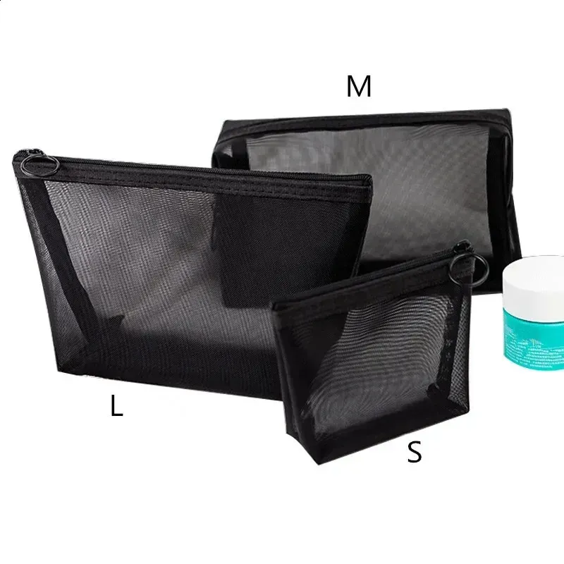 1 trousse de toilette noire pour femme, trousse de toilette transparente, trousse de maquillage, pochette de lavage, petite et grande taille_voghion.com