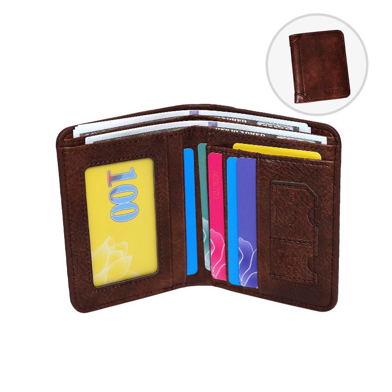 Herren Geldbörse High End Retro PU Kurze Herren Klappbare Kreditkartentasche Kann Münzgeldbörse Verstauen_voghion.com