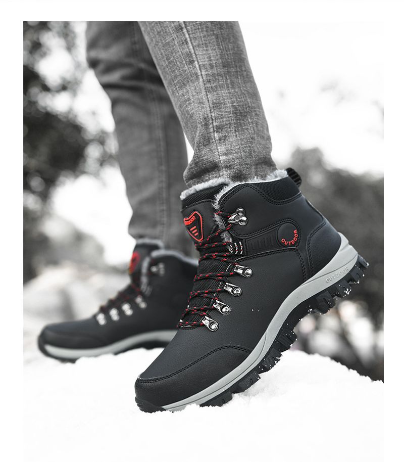 Herrenschuhe mit Fleece verdickt warme Schneestiefel Outdoor Herren High Top Nordost Baumwollschuhe_voghion.com