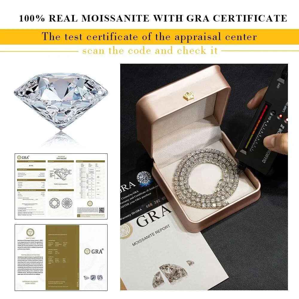 Hip Hop ékszerek Bling Sterling Sier 2mm 3mm 4mm 5mm 6mm GRA VVS moissanit jeges teniszlánc karkötő férfiaknak és nőknek_voghion.com