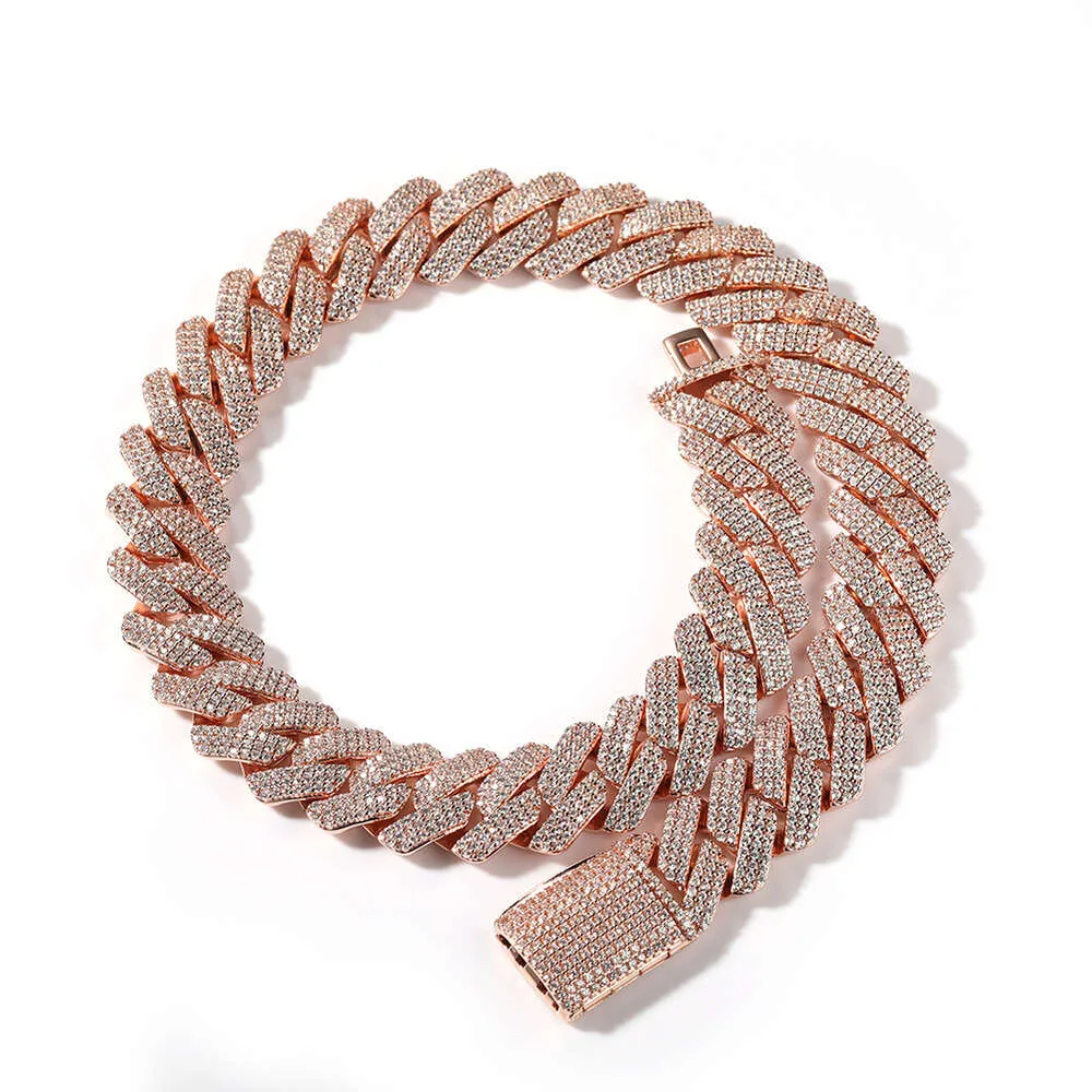 Nova hip-hop 20 mm široka GRA Moissanite diamantna zlata sterling Sier kubanska verižica za moške hip hop ogrlica_voghion.com
