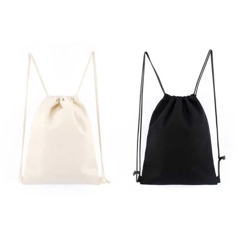 Cotton Drawstring Backpack Gym Sacks Canvas Cinch Sport Pack for Men WomenC241011C241011_voghion.com